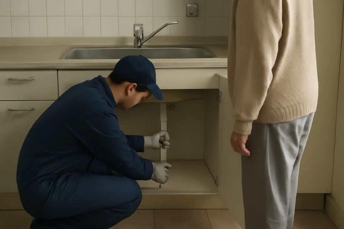 누수 탐지 및 공사 작업 이미지