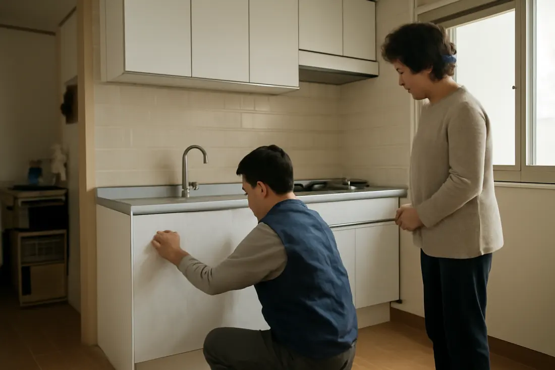 인테리어 필름 시공 작업 이미지